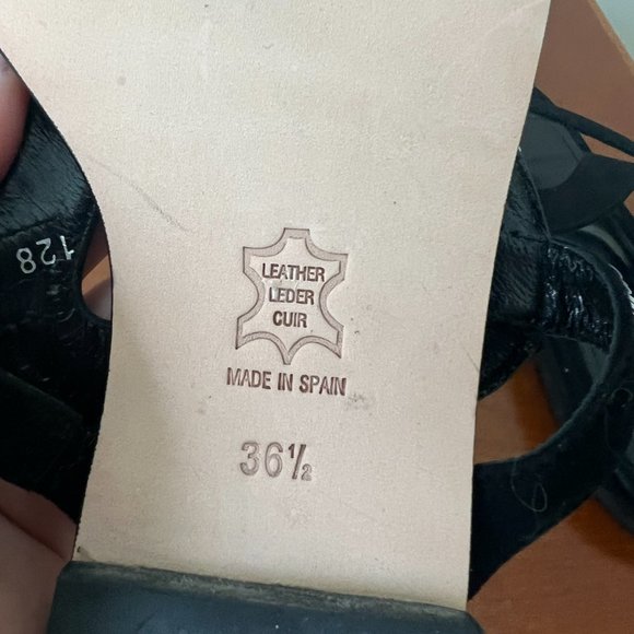 Isa Tapia Black Suede Heart Sandals  Size EU 36 1/2 - Picture 6 of 8